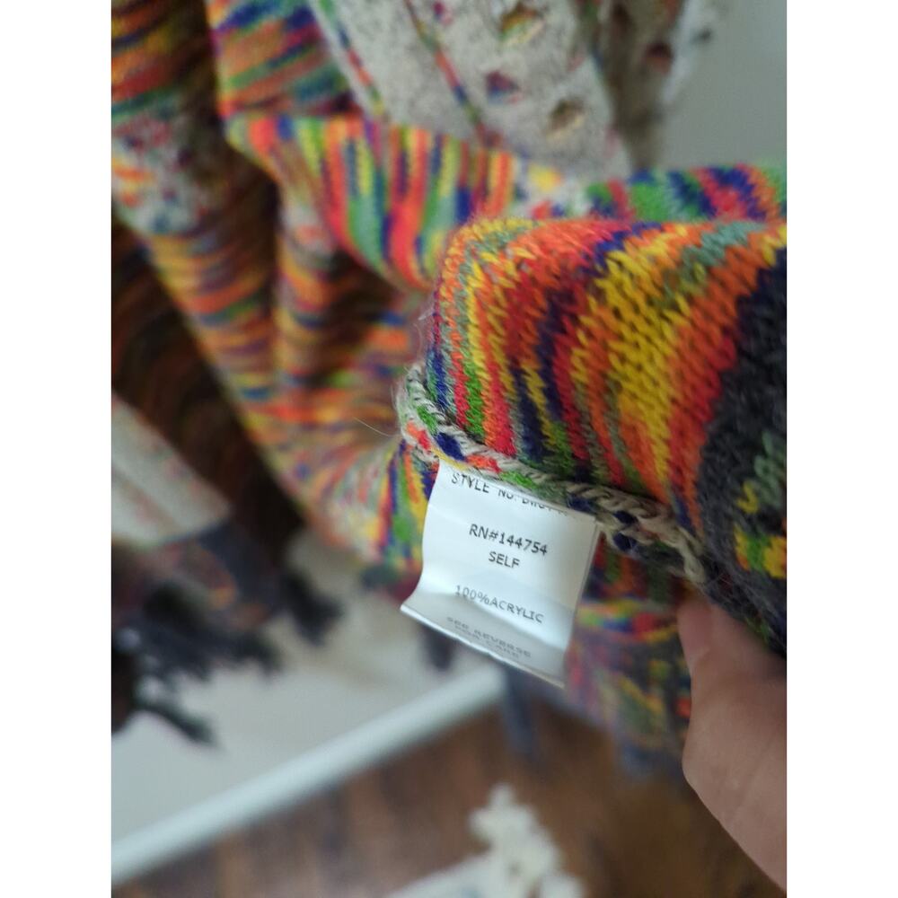 Davi & Dani Colorful Tassel Open Front Sweater - image 3